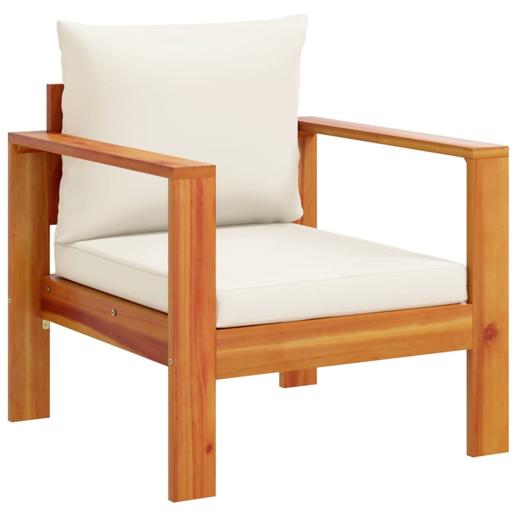 3 Pcs conjunto de sofás de jardim com almofadões acácia maciça