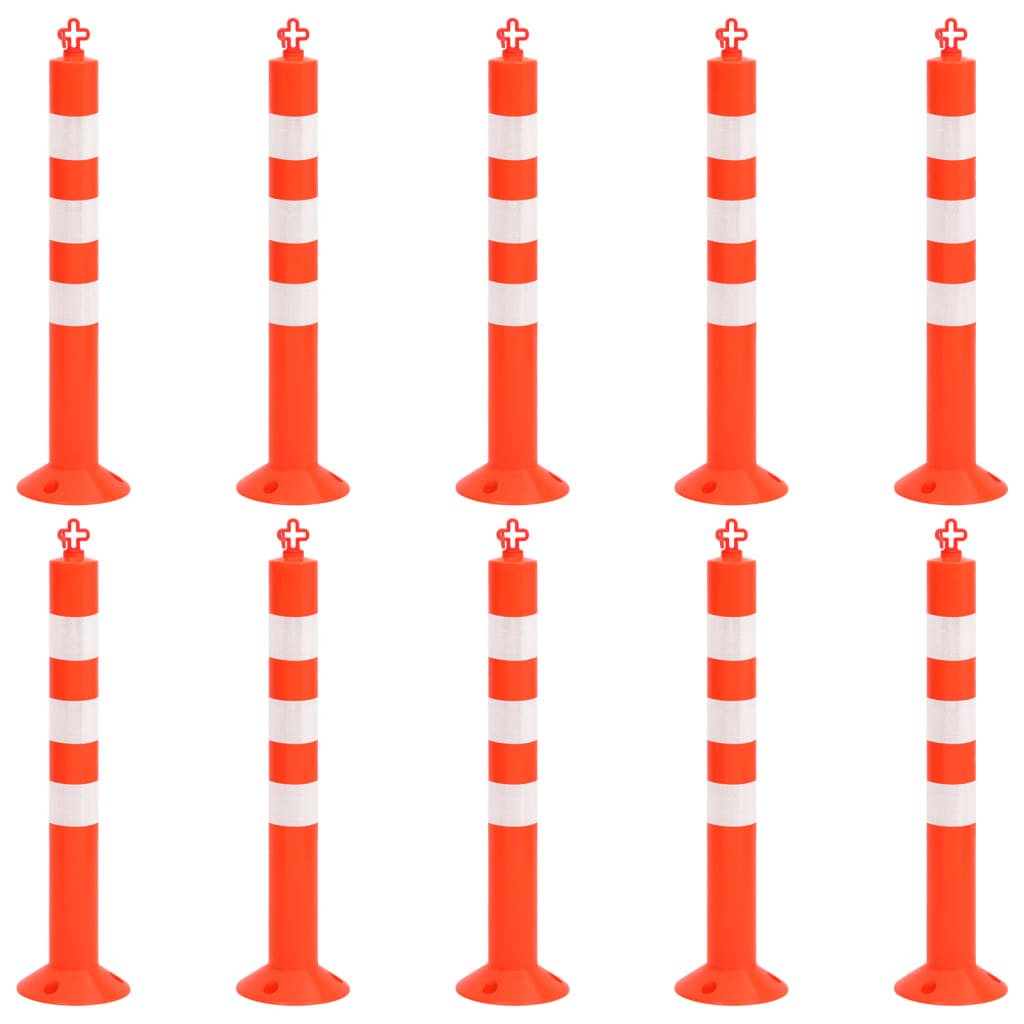 Postes amarração p/ controlo trânsito + corrente 10 pcs PE 75cm