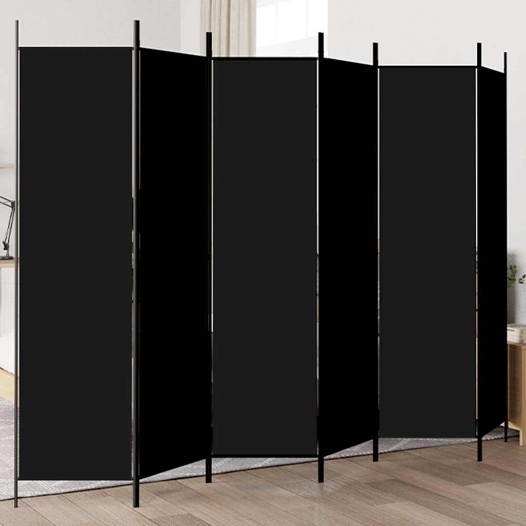 Divisória de quarto com 6 painéis 300x200 cm tecido preto