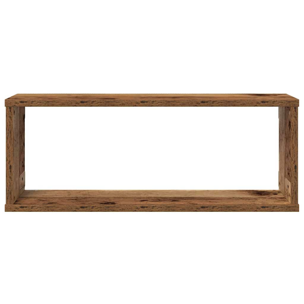 Prateleiras parede em cubo 4pcs deriv. de madeira madeira velha