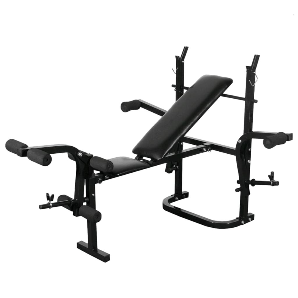 Banco musculação c/ suporte p/ pesos + barras e halteres 60,5kg