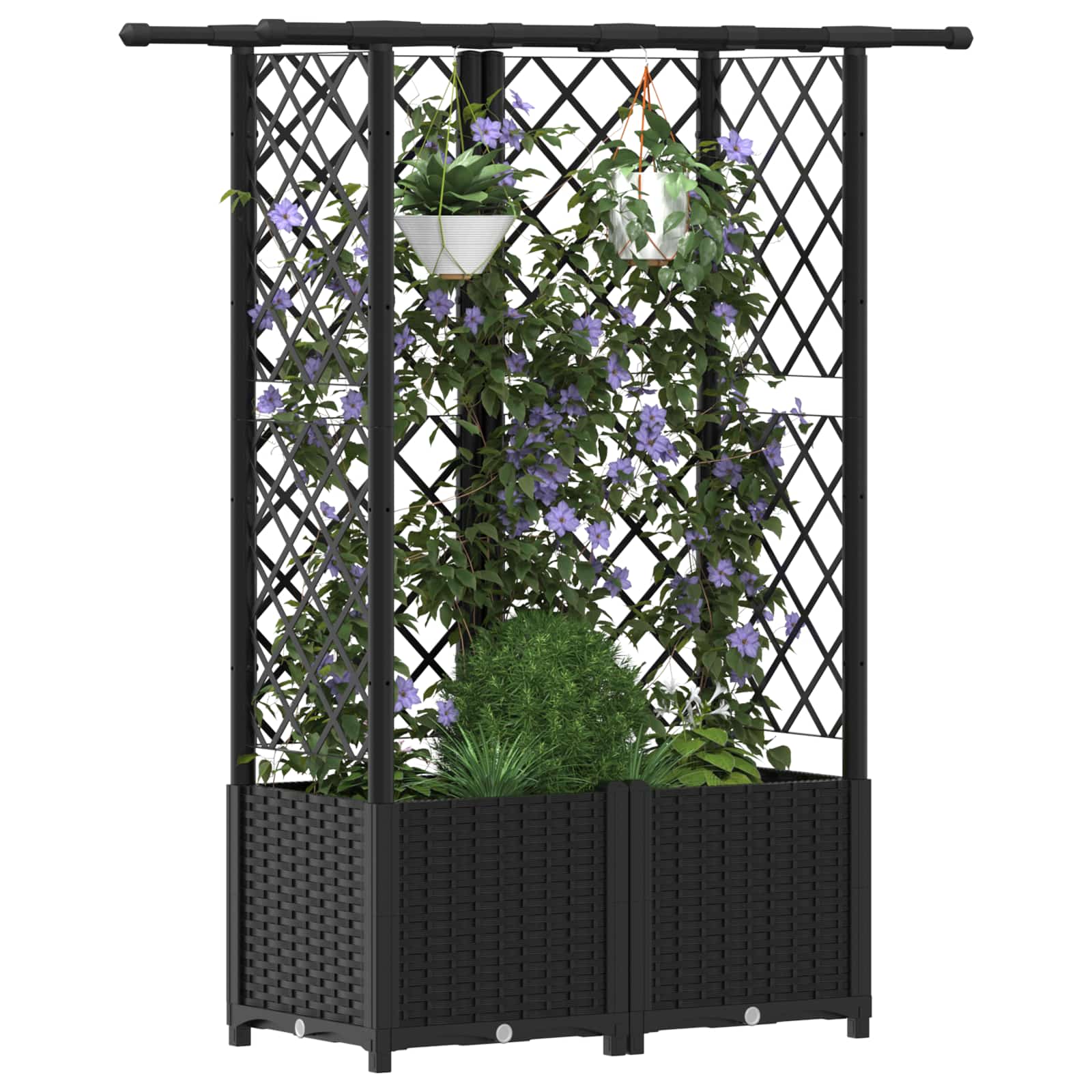 Cama elevada com treliça e telhado preto 124 x 40 x 136 cm PP