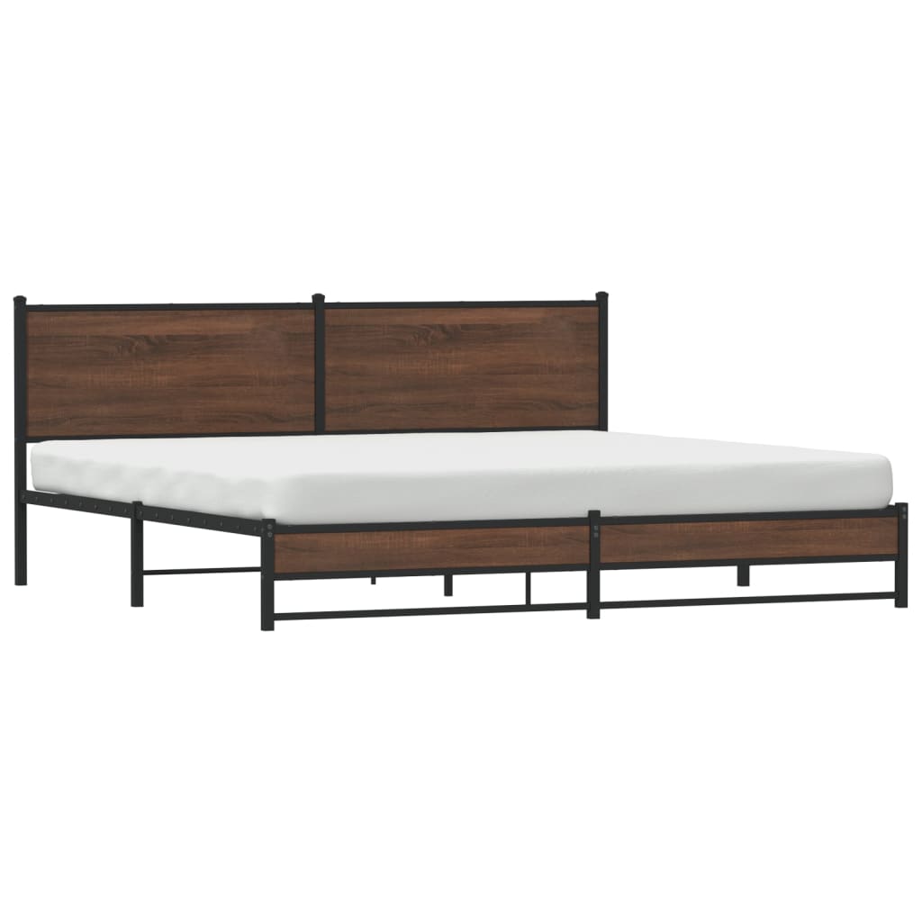 Estrutura cama sem colchão 193x203 cm metal carvalho castanho