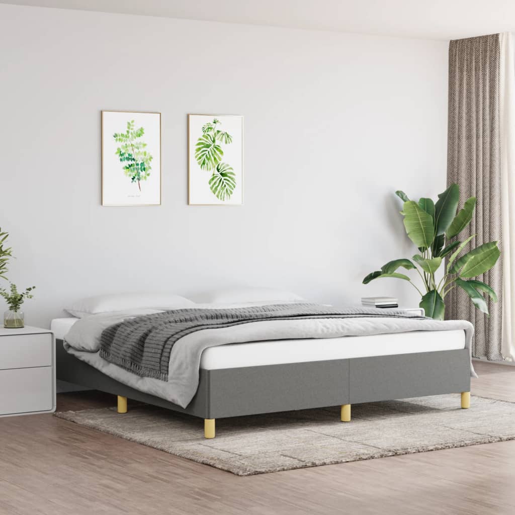 Estrutura de cama sem colchão 180x200 cm tecido cinzento-escuro