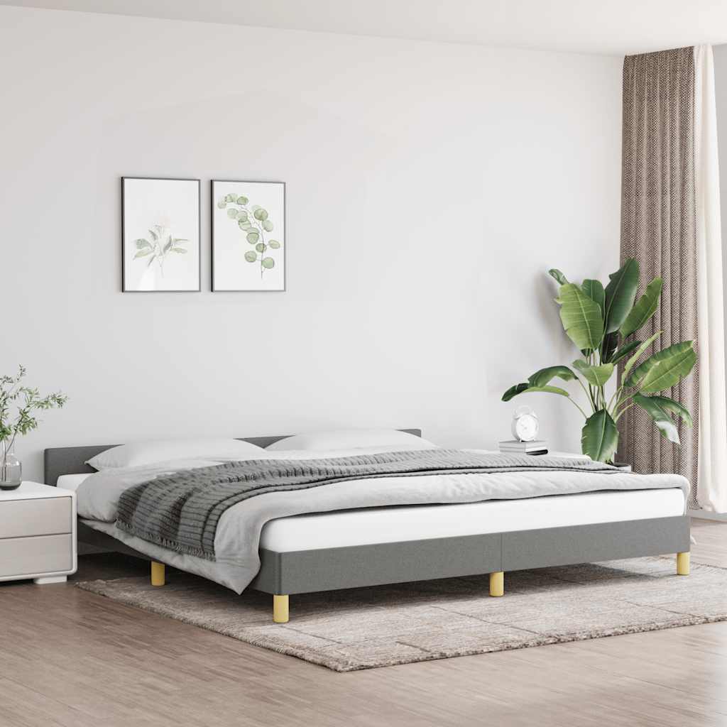 Estrutura de cama sem colchão 200x200 cm tecido cinzento-escuro