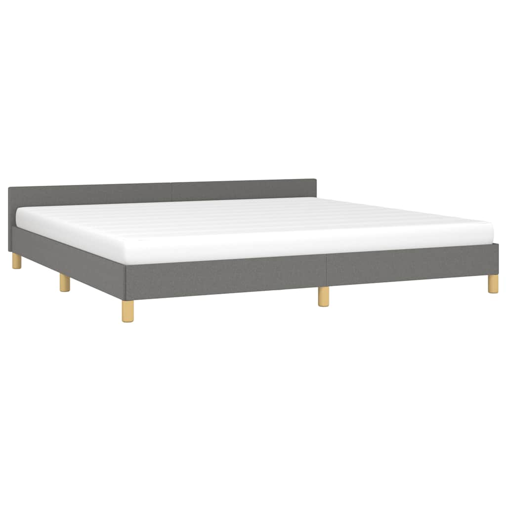 Estrutura de cama sem colchão 200x200 cm tecido cinzento-escuro