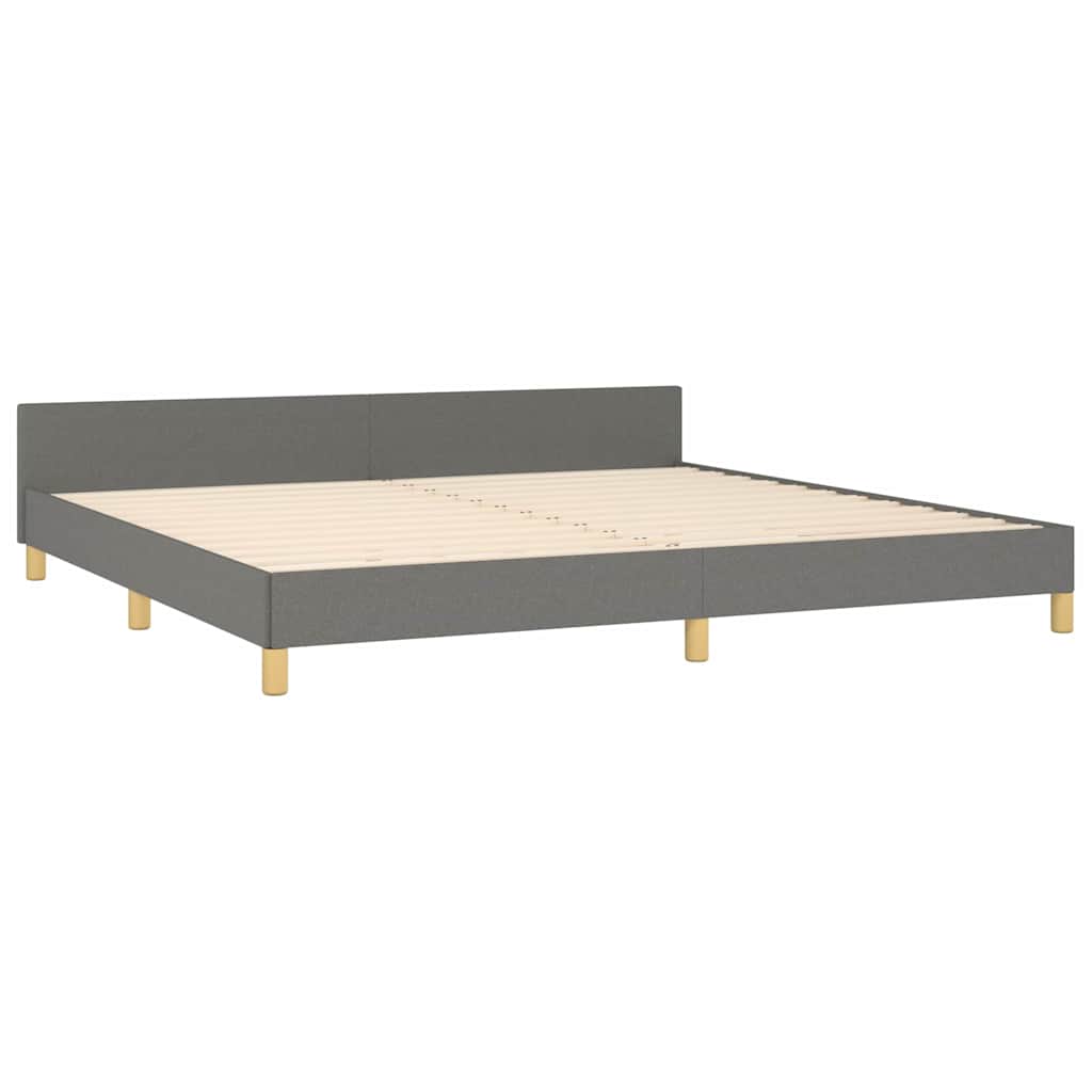 Estrutura de cama sem colchão 200x200 cm tecido cinzento-escuro