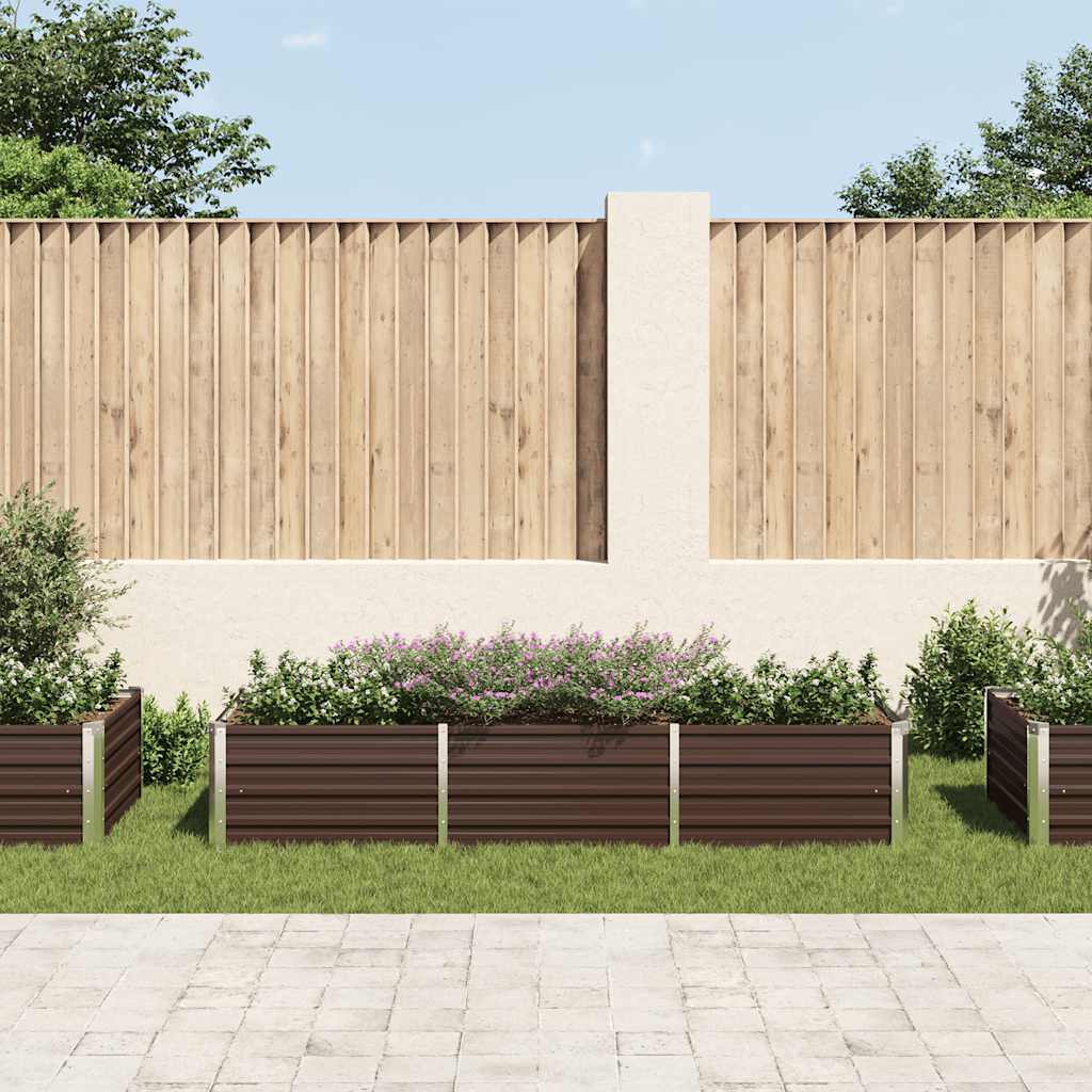 Canteiro elevado de jardim aço galvanizado 240x80x45cm castanho