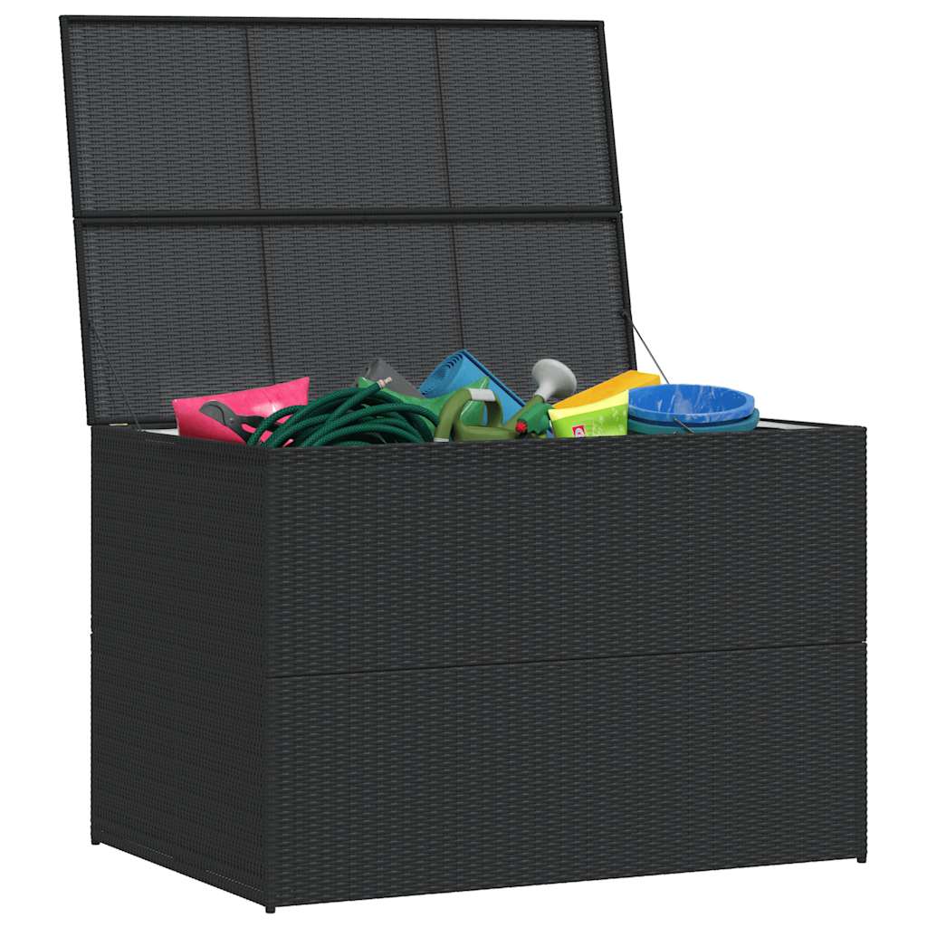 Caixa de arrumação para jardim 150x100x100 cm vime PE preto