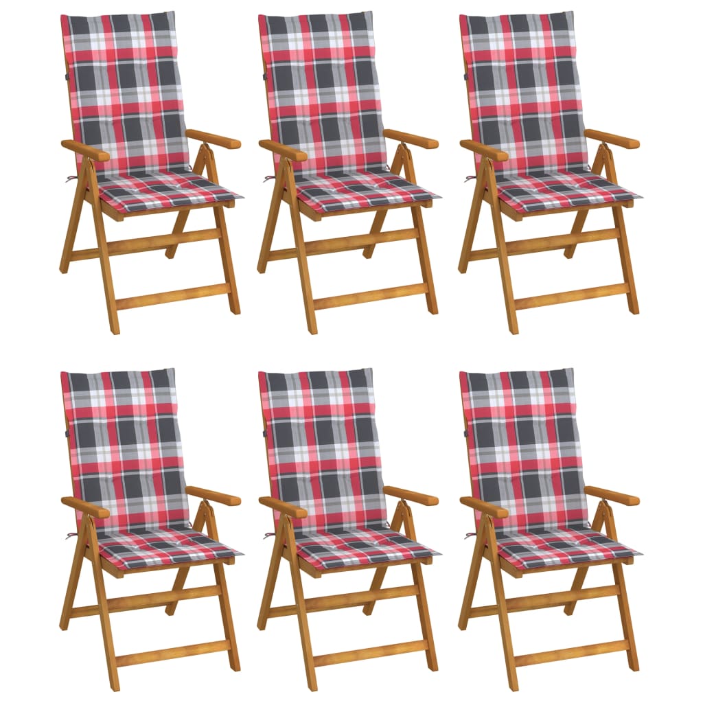 Cadeiras de jardim dobráveis c/ almofadões 6 pcs acácia maciça