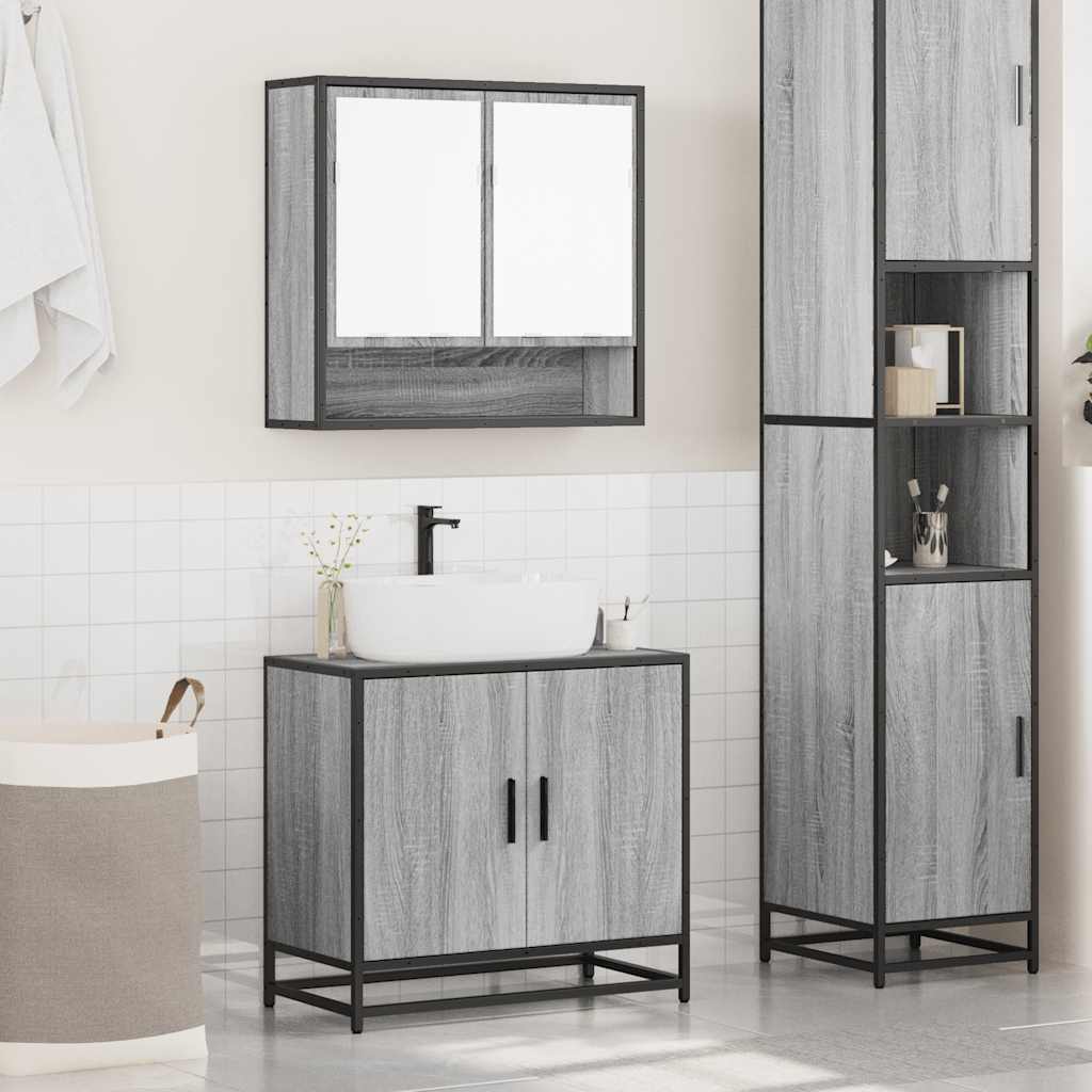 2 Pcs conjunto móveis wc derivados de madeira sonoma cinza