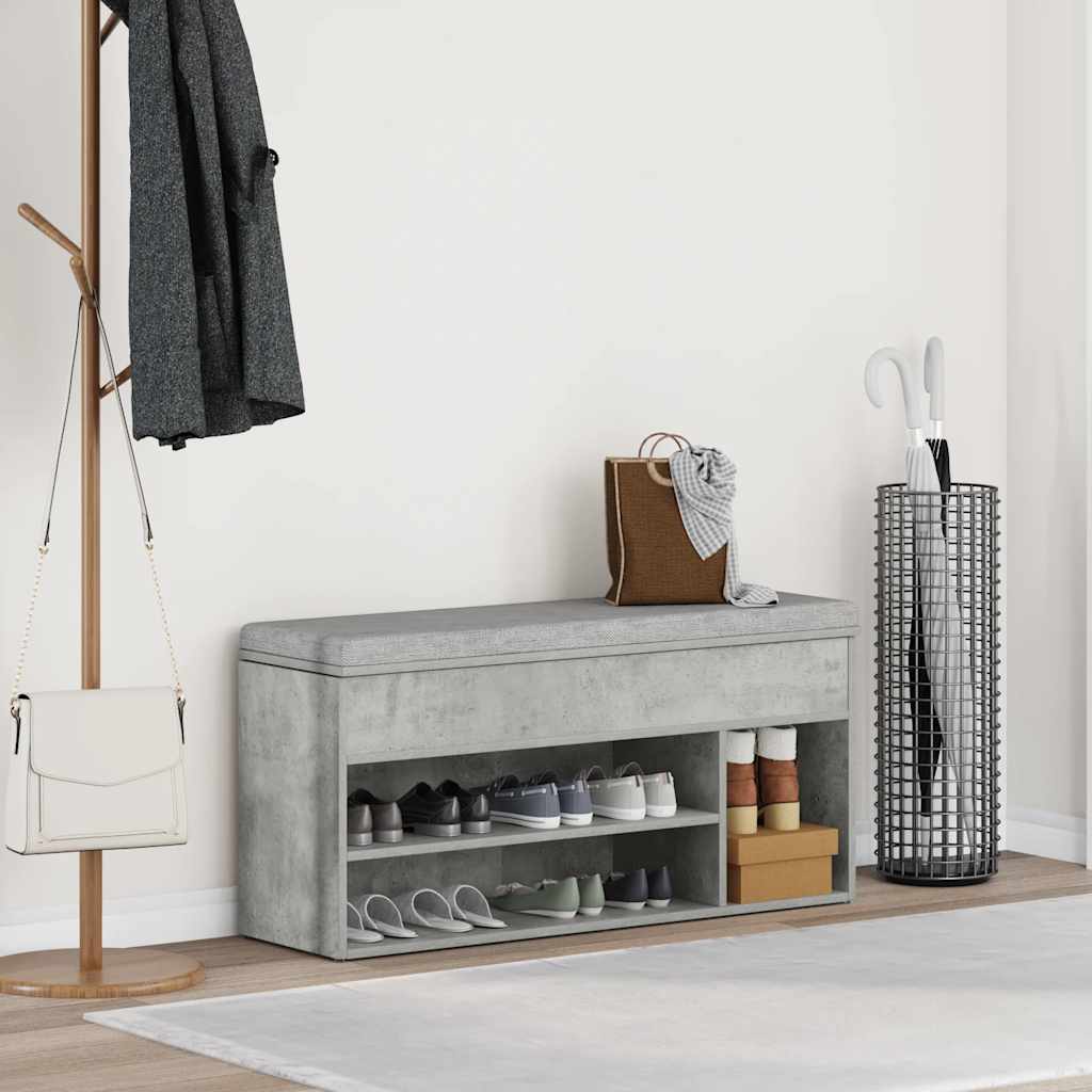 Banco sapateira 102x30,5x45 cm derivados cinzento cimento