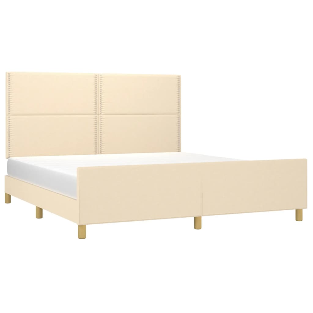 Estrutura de cama sem colchão 180x200 cm tecido cor creme
