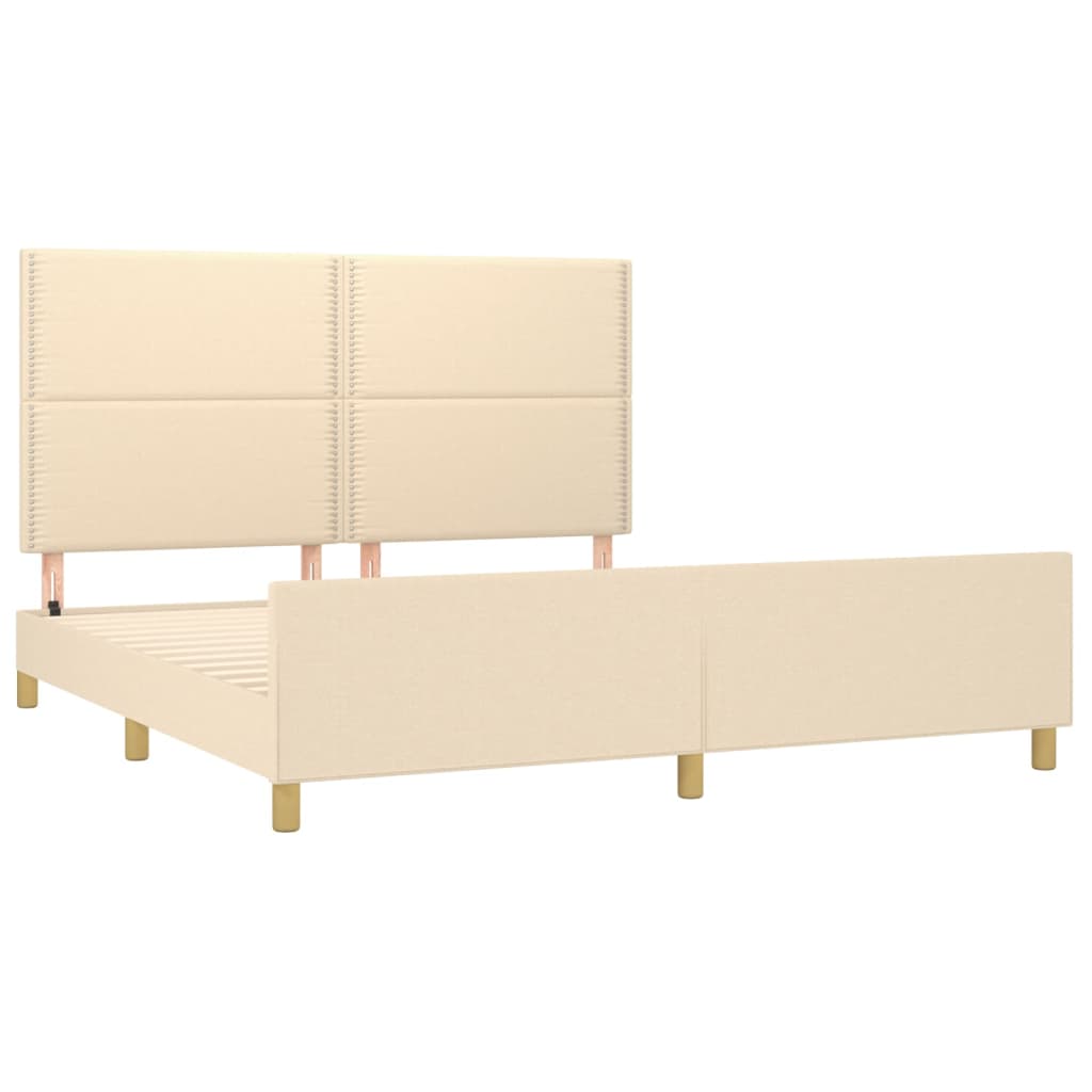 Estrutura de cama sem colchão 180x200 cm tecido cor creme