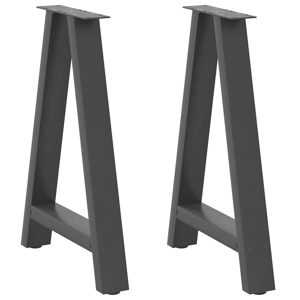 Pés para mesa de jantar em formato a, 2 peças, antracite, 60x(72-73) cm, aço