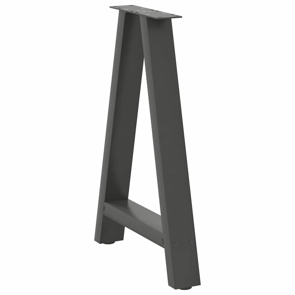 Pés para mesa de jantar em formato a, 2 peças, antracite, 60x(72-73) cm, aço