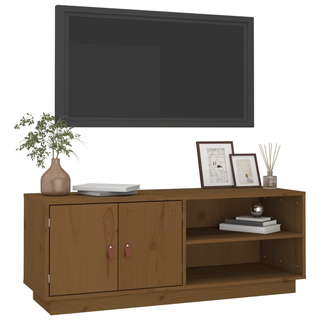 Móvel de TV 105x34x40 cm madeira de pinho maciça castanho mel