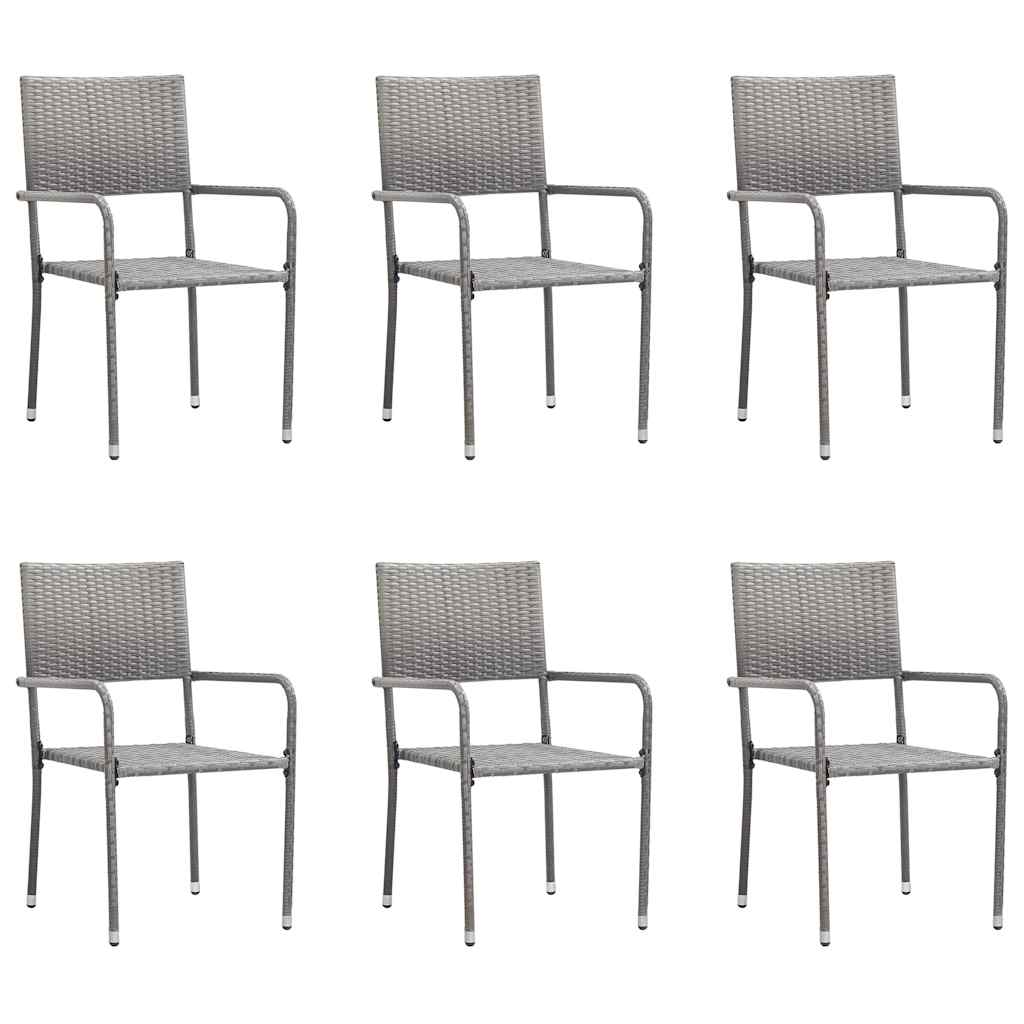Cadeiras de jantar empilháveis para jardim 6 pcs vime PE cinza
