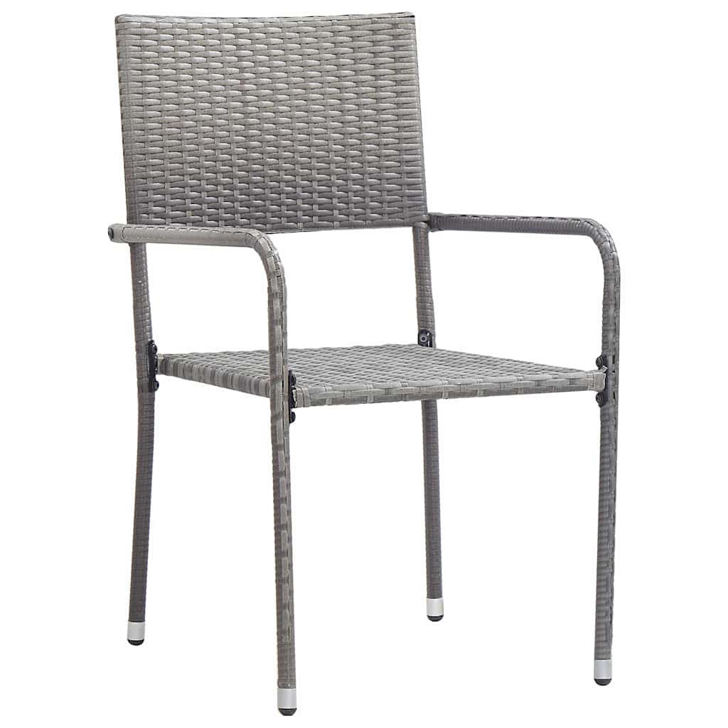 Cadeiras de jantar empilháveis para jardim 6 pcs vime PE cinza