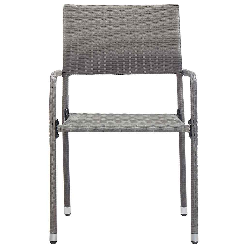 Cadeiras de jantar empilháveis para jardim 6 pcs vime PE cinza