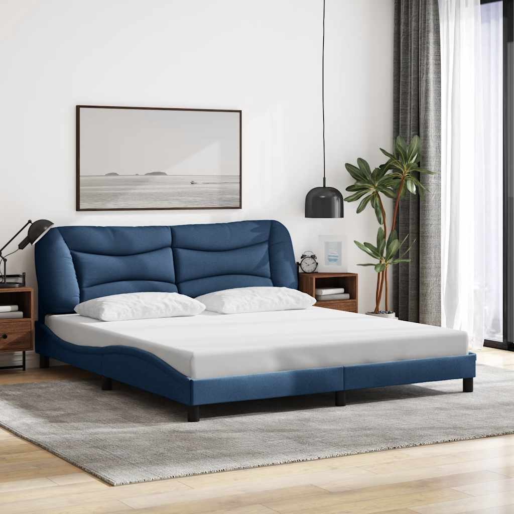 Estrutura de cama sem colchão hvar 180x200 cm tecido azul