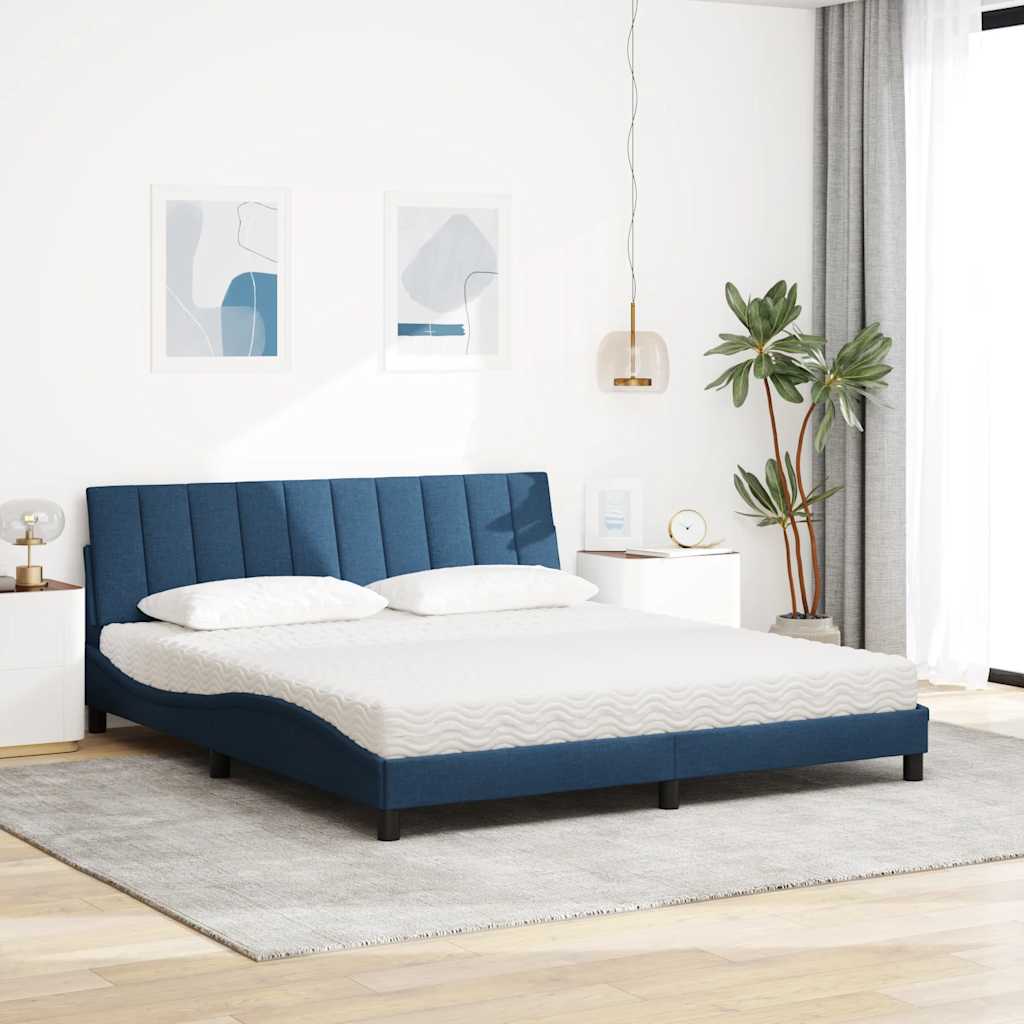 Cama com colchão hanko 180x200 cm tecido azul