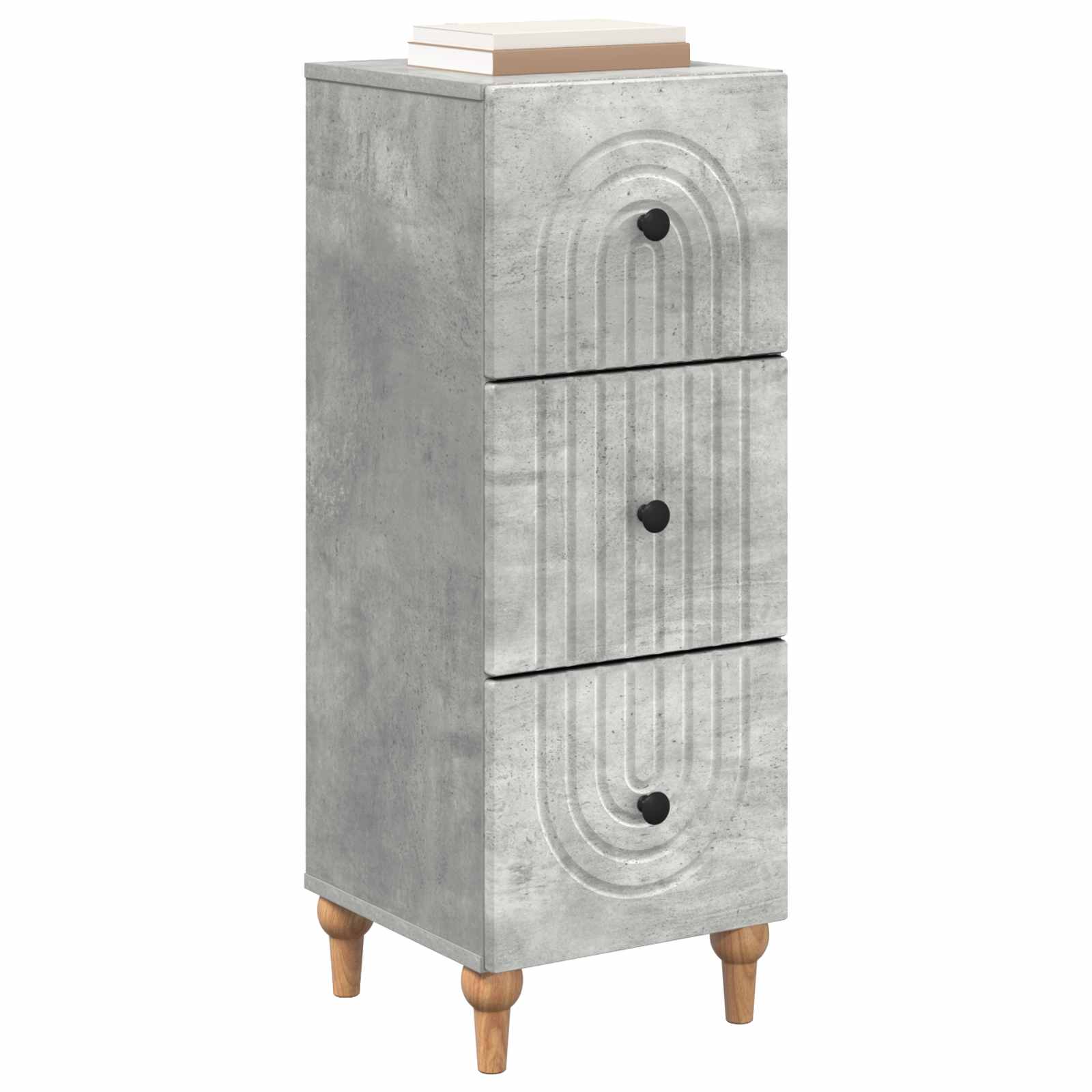 Gabinete de gavetas cinzento cimento 33 x 34,5 x 90 cm