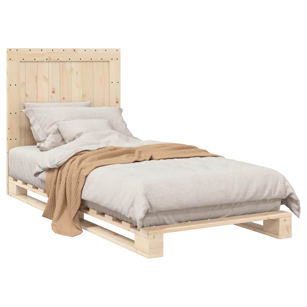 Estrutura de cama com cabeceira 90x200 cm pinho maciço