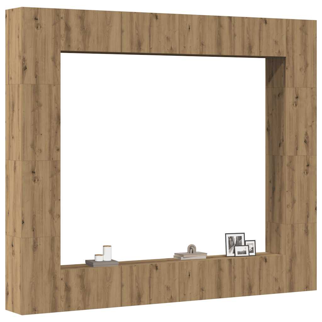 Conjunto de armário TV parede 8 pcs madeira carvalho artisiano
