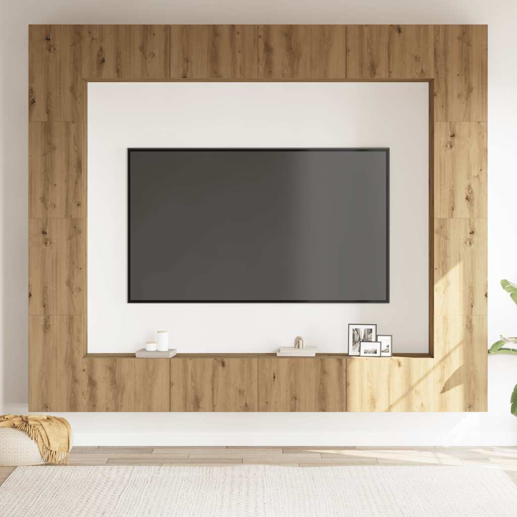 Conjunto de armário TV parede 8 pcs madeira carvalho artisiano