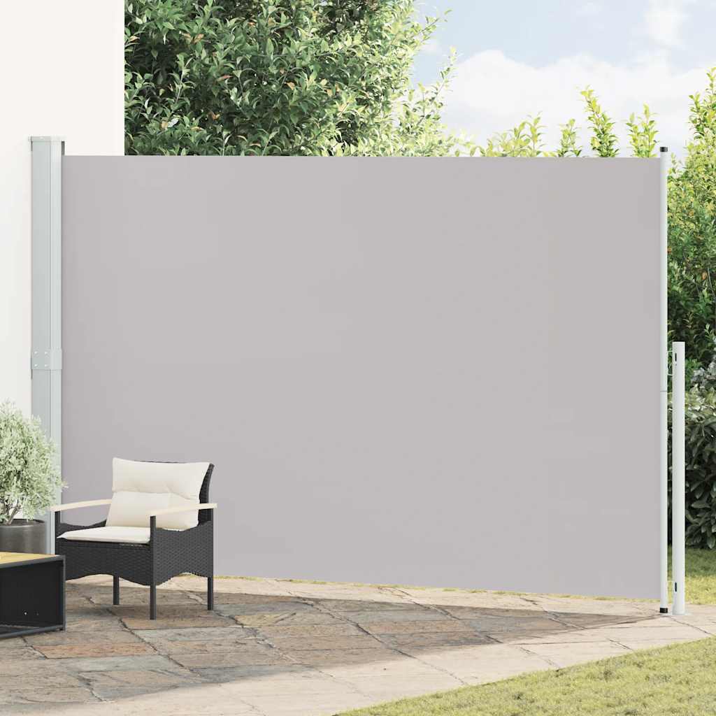Toldo lateral retrátil para pátio 220x500 cm cinzento