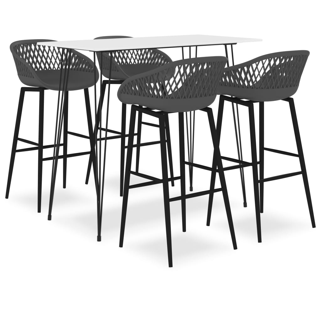 5 Pcs conjunto de bar branco e cinzento