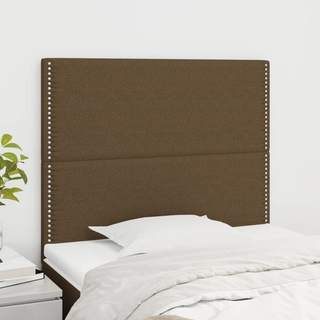 Cabeceira 90x5x118/128 cm tecido castanho escuro