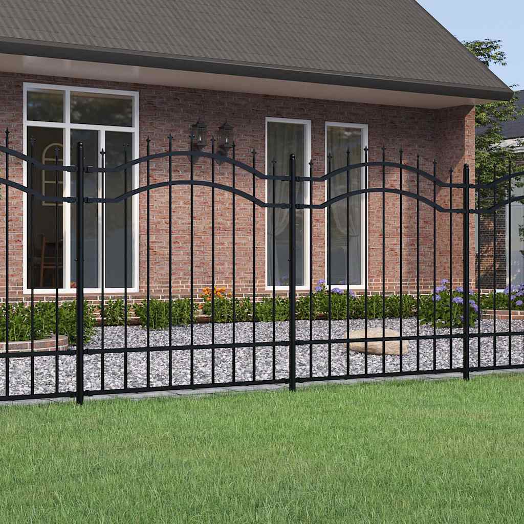Cerca de jardim woerden com ponta em forma de lança, preto, 240x125 cm, em aço.