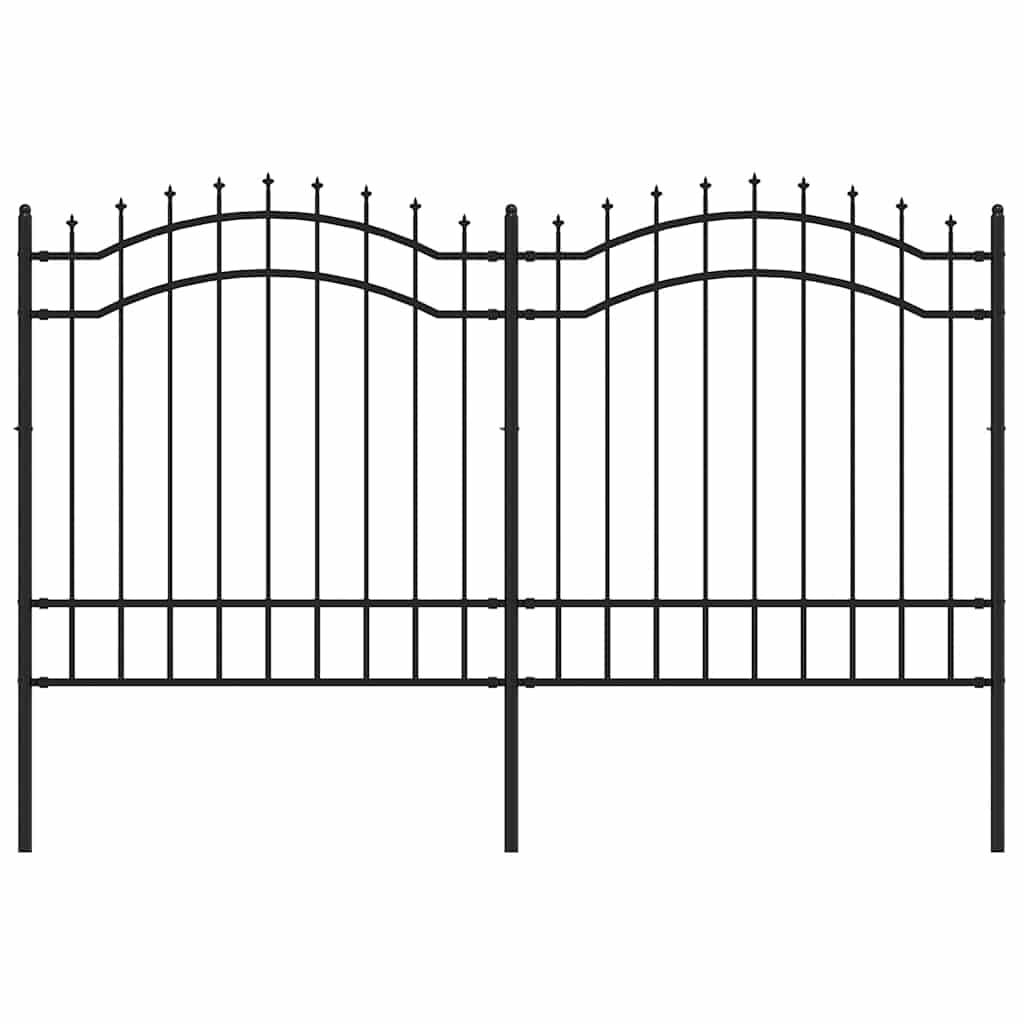 Cerca de jardim woerden com ponta em forma de lança, preto, 240x125 cm, em aço.