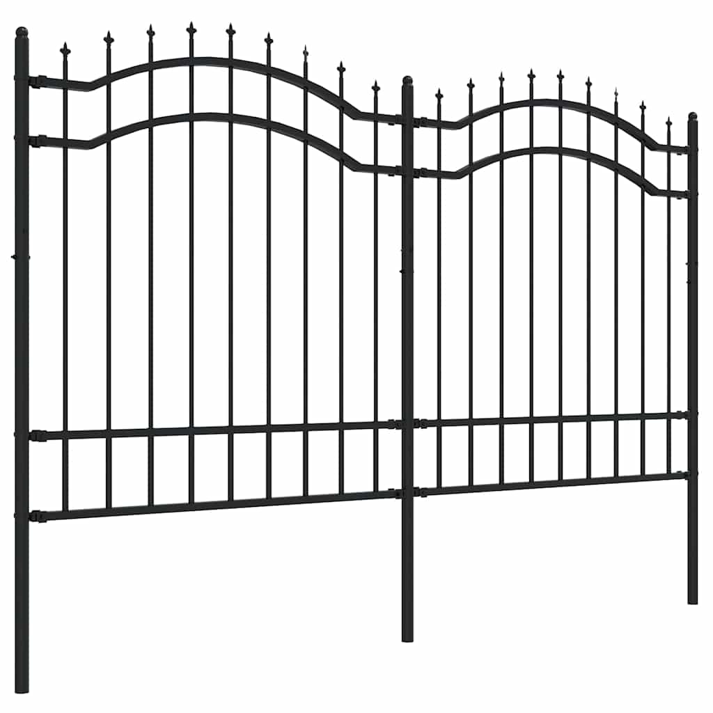 Cerca de jardim woerden com ponta em forma de lança, preto, 240x125 cm, em aço.
