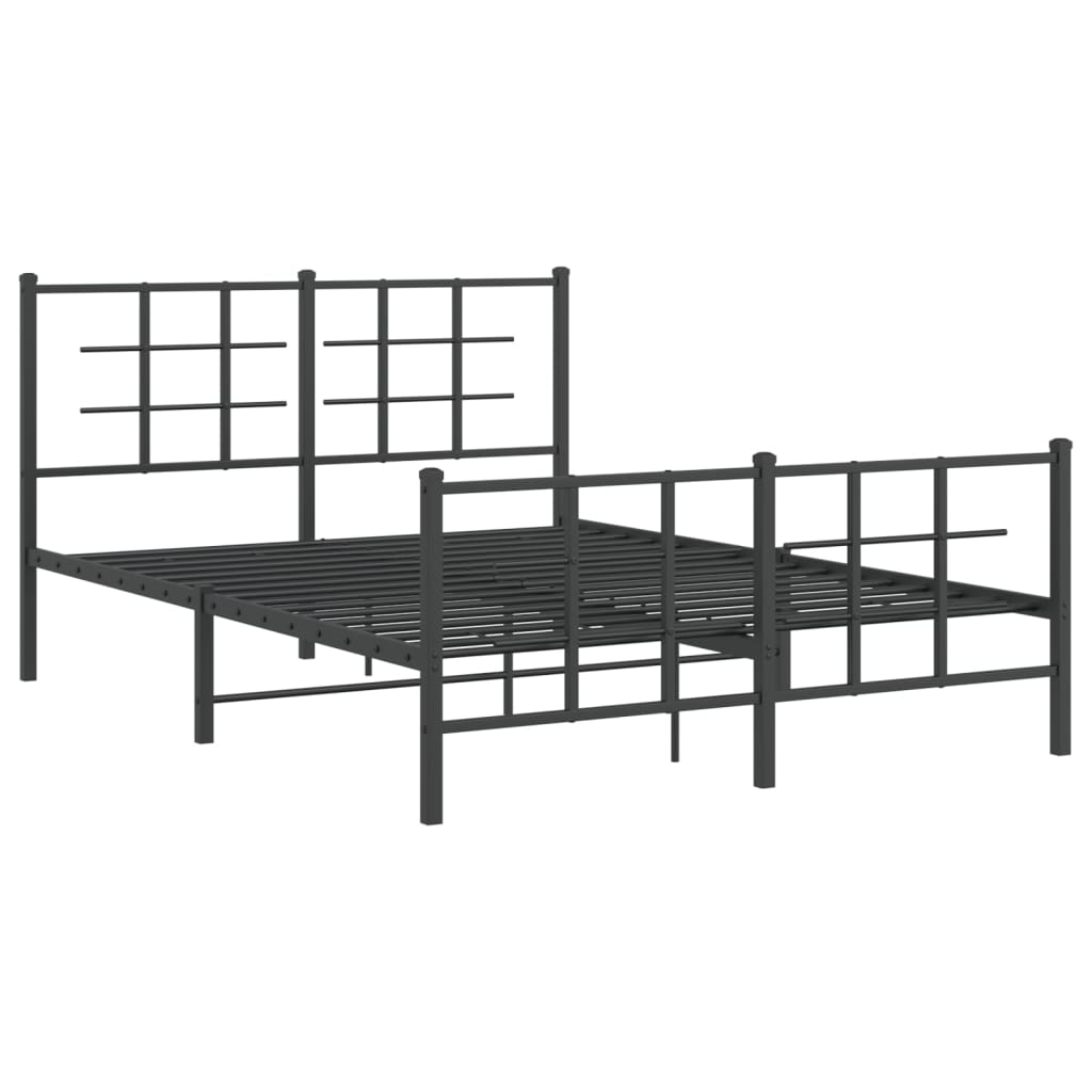 Estrutura de cama com cabeceira e pés 135x190 cm metal preto