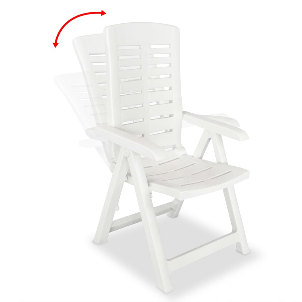 Cadeiras de jardim reclináveis 6 pcs plástico branco