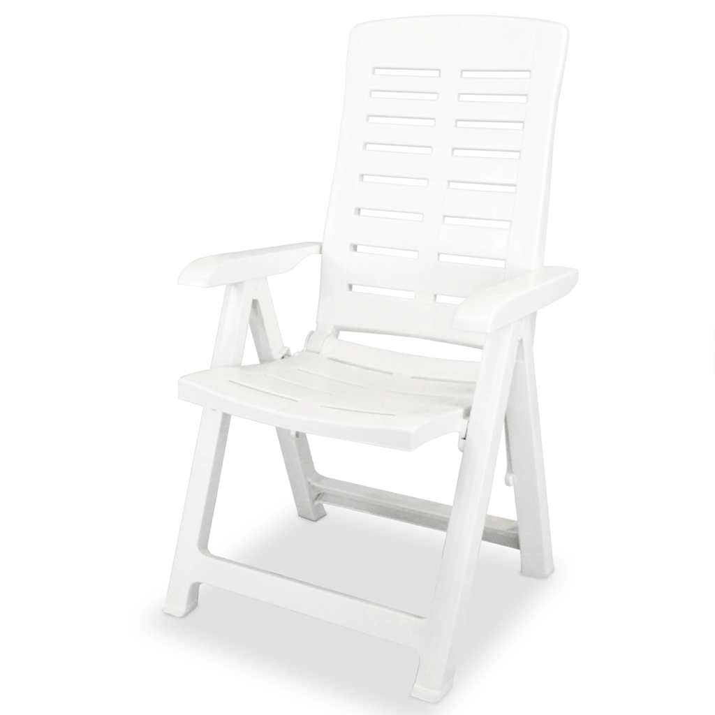 Cadeiras de jardim reclináveis 6 pcs plástico branco
