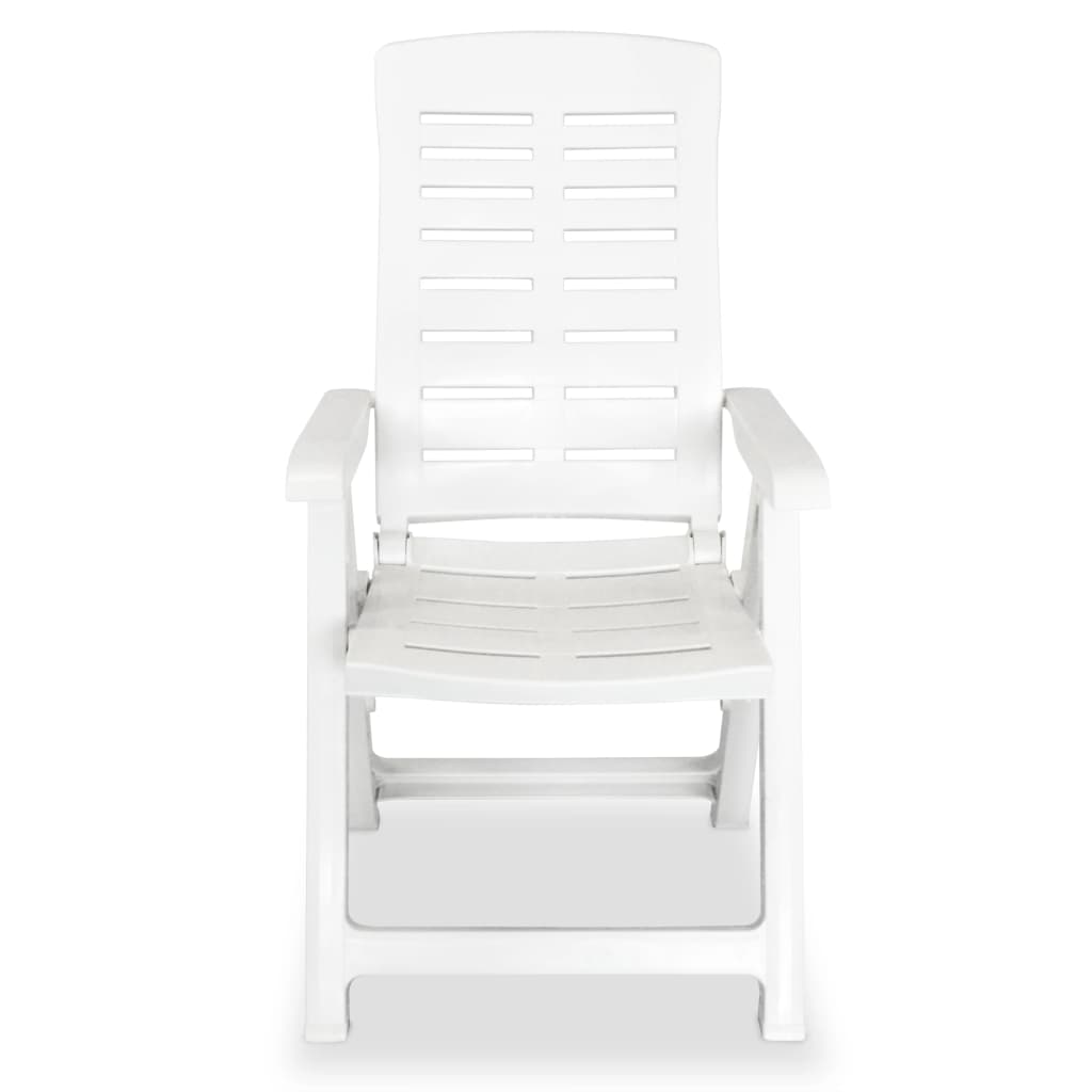 Cadeiras de jardim reclináveis 6 pcs plástico branco