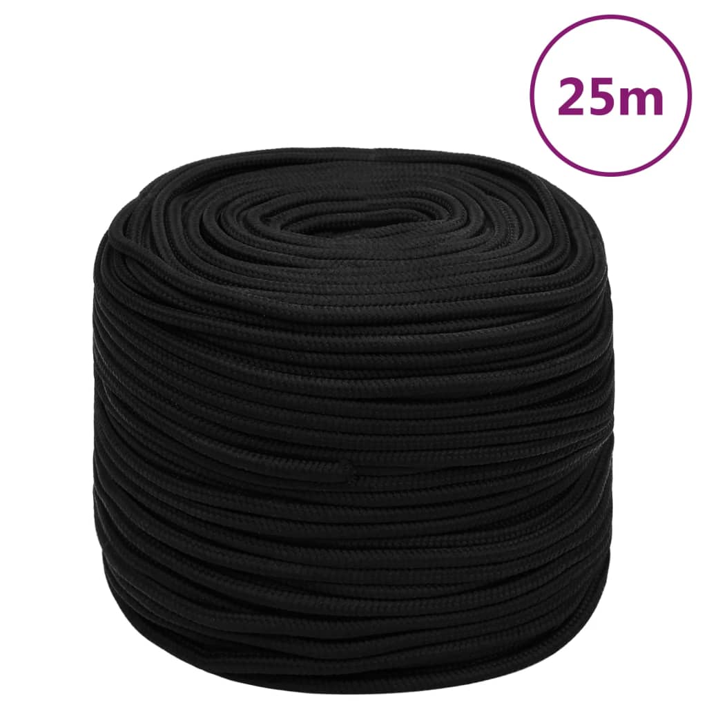 Corda de trabalho 8 mm 25 m poliéster preto