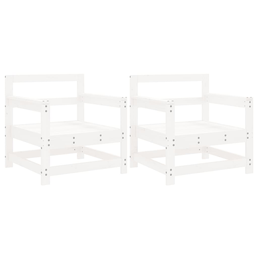 Cadeiras de jardim 2 pcs madeira de pinho maciça branco