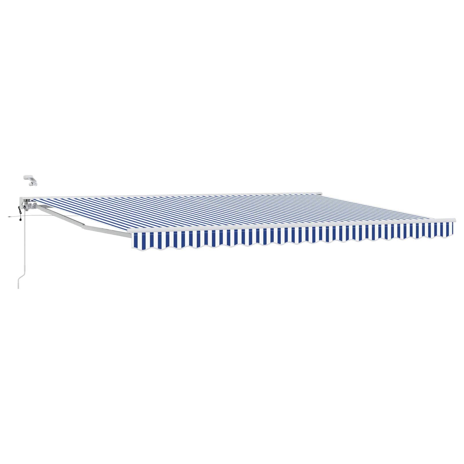 Toldo retrátil elétrico azul e branco 5 x 3 m