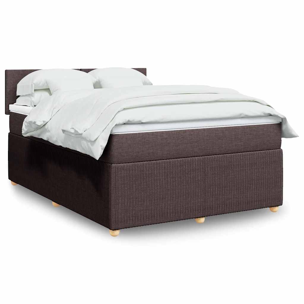 Cama com molas/colchão 140x190 cm tecido castanho-escuro