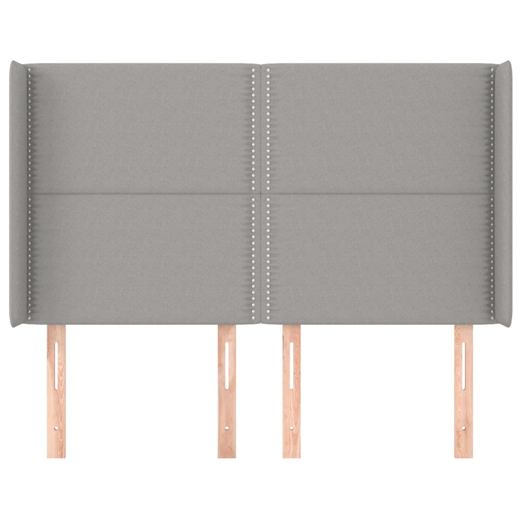 Cabeceira cama c/ abas tecido 147x16x118/128 cm cinzento-claro