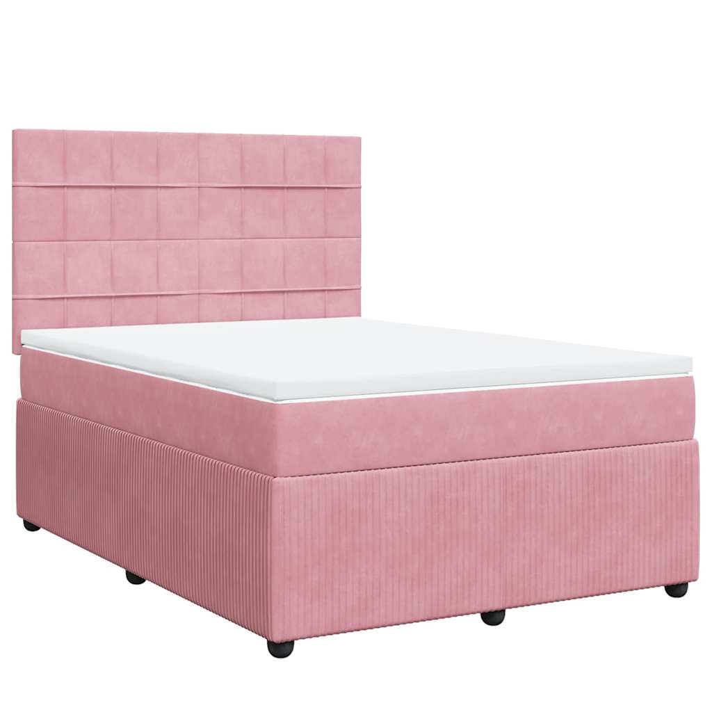 Cama com molas/colchão 160x200 cm veludo rosa