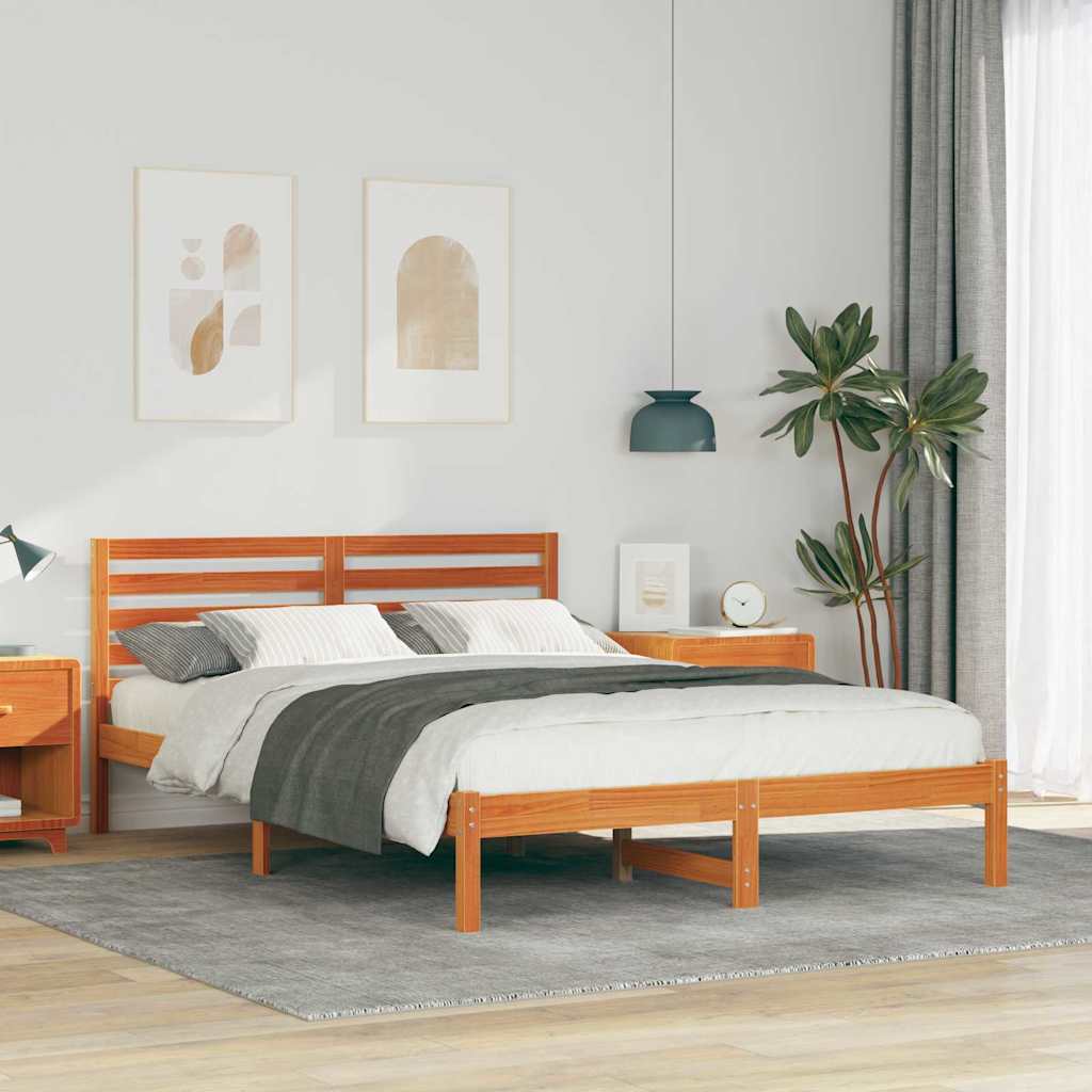 Estrutura da cama com cabeceira marrom cera 140 x 210 cm