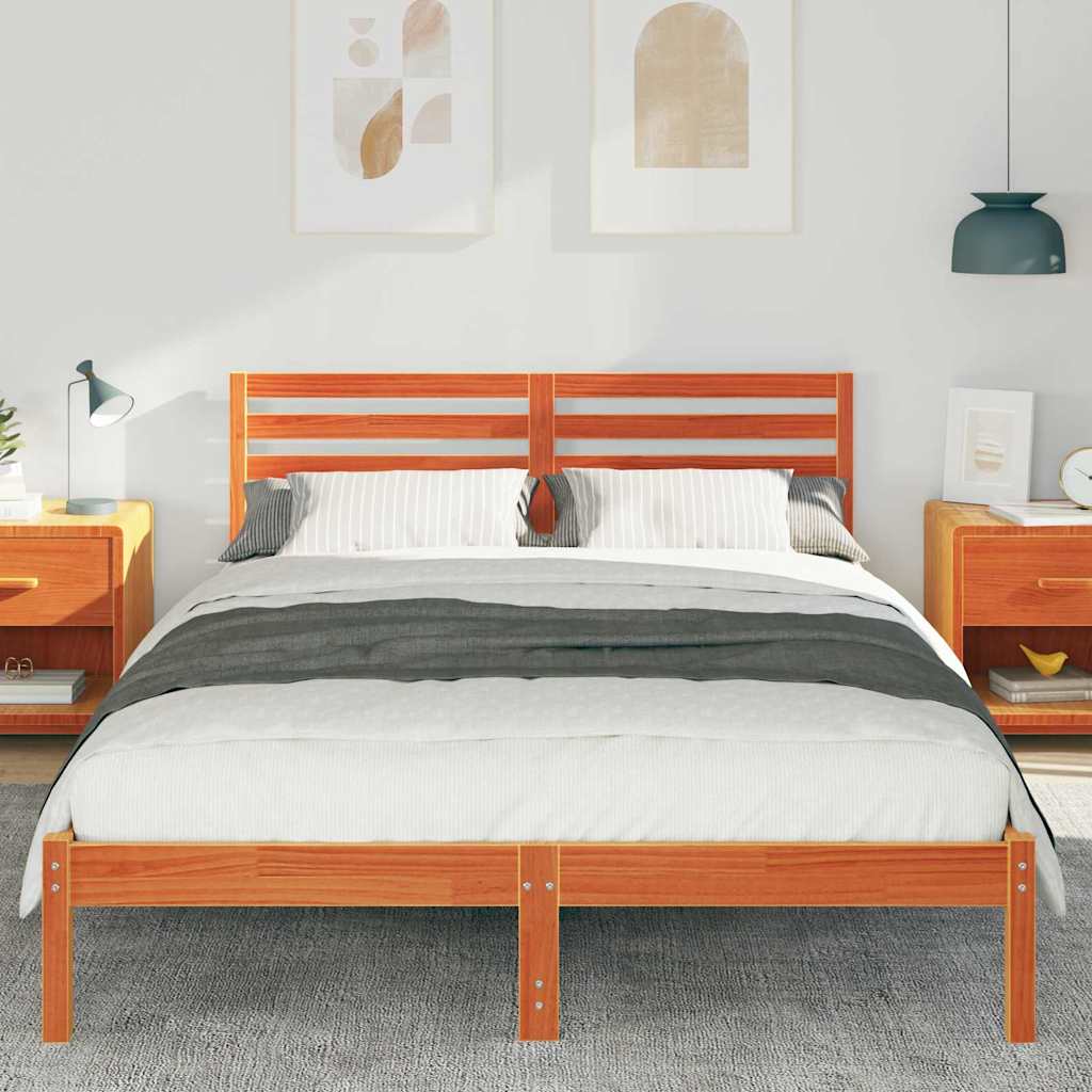 Estrutura da cama com cabeceira marrom cera 140 x 210 cm