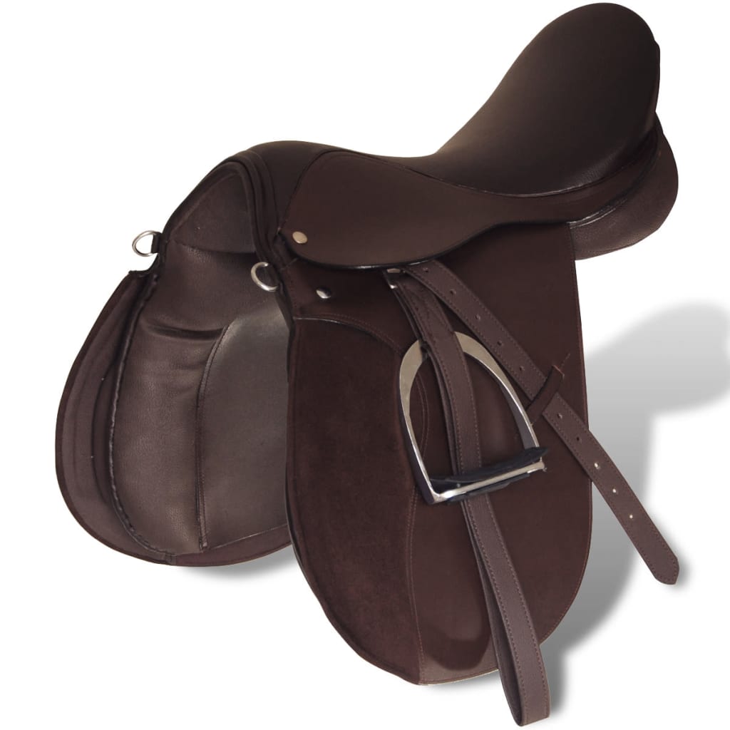 Sela para equitação 17,5", couro natural 18 cm 5-in-1 / marrom