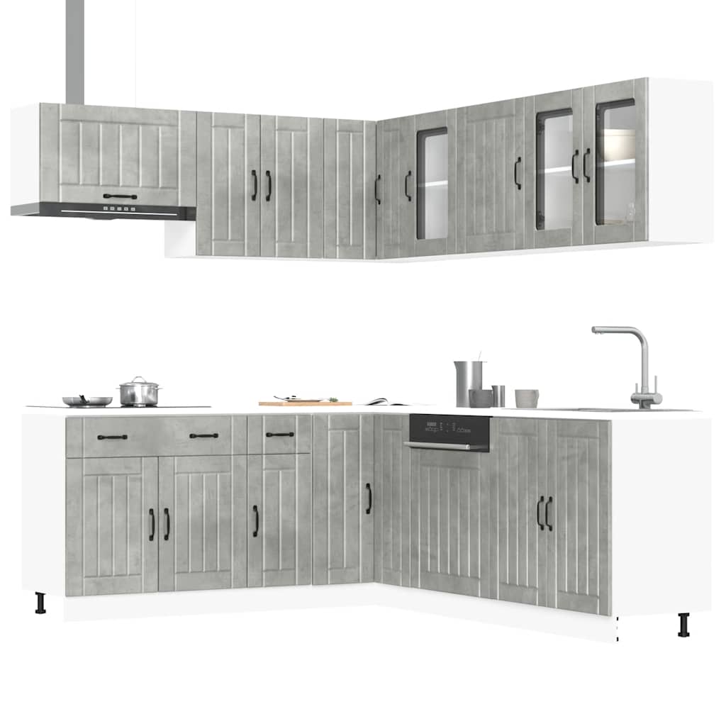 11 Peças armário de cozinha conjunto lucca concreto cinza